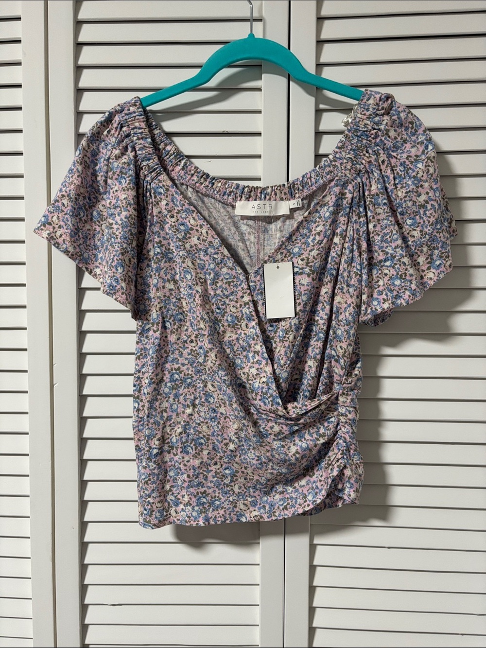 NWT ASTR Floral Wrap Peasant Top